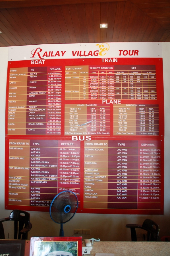 Расписание транспорта с Railay Krabi Ao Nang