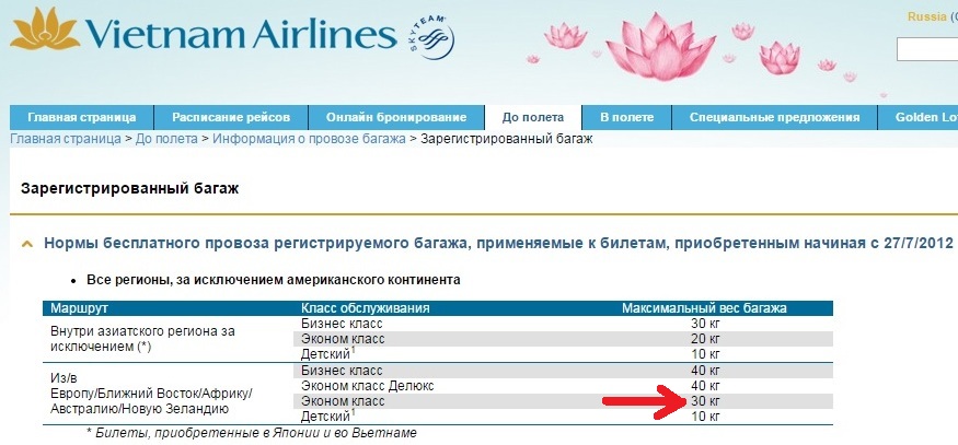 Vietnam Airlines в Бангкок