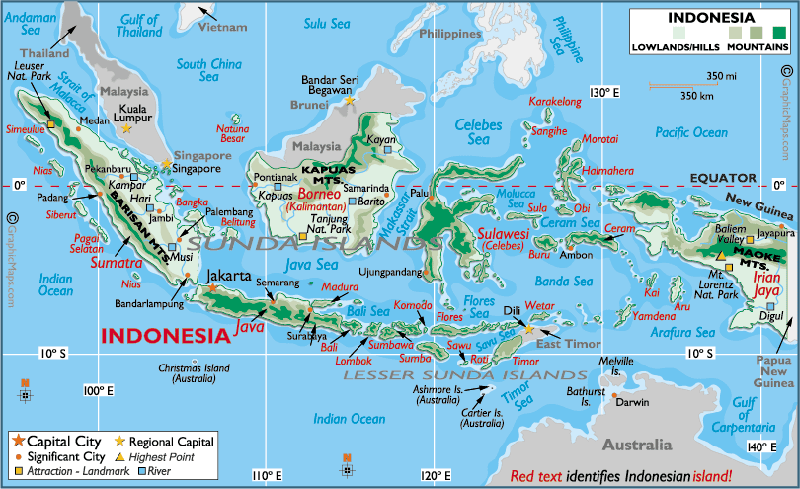 Индонезия: полезные ссылки о достопримечательн., карты, язык