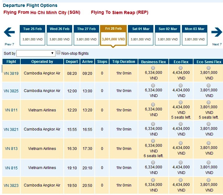 Оптимальный маршрут Хошимин - Сиемрип и назад